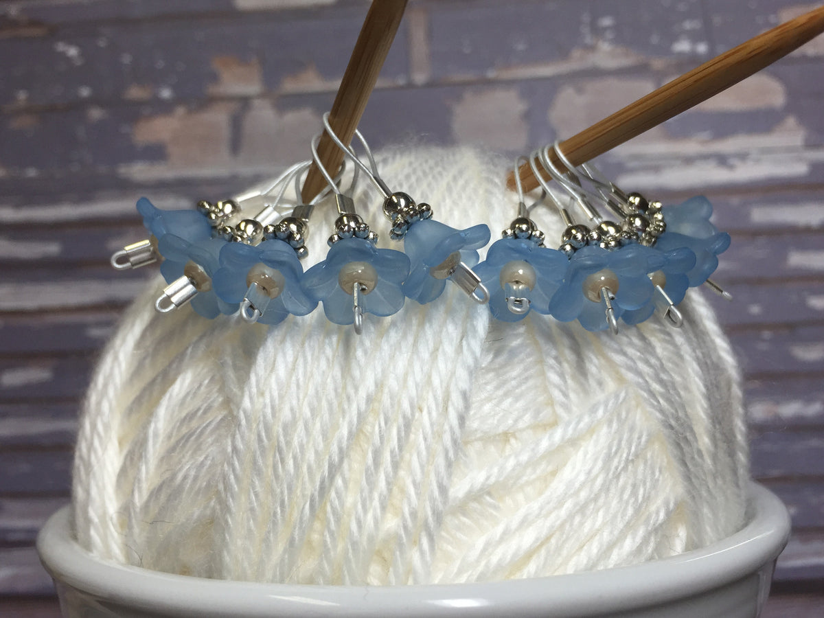 Blue Flowers Wire Loop Stitch Markers – Jill's Beaded Knit Bits
