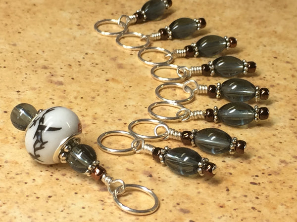 Glass Dione Bead Stitch Marker Set- Blue/Gray , Stitch Markers - Jill's Beaded Knit Bits, Jill's Beaded Knit Bits
 - 1