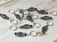 Glass Dione Bead Stitch Marker Set- Blue/Gray , Stitch Markers - Jill's Beaded Knit Bits, Jill's Beaded Knit Bits
 - 8