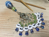 Numbered Stitch Markers with Beaded Holder- Blue Green , Stitch Markers - Jill's Beaded Knit Bits, Jill's Beaded Knit Bits
 - 3