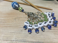 Numbered Stitch Markers with Beaded Holder- Blue Green , Stitch Markers - Jill's Beaded Knit Bits, Jill's Beaded Knit Bits
 - 9