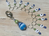 Numbered Stitch Markers with Beaded Holder- Blue Green , Stitch Markers - Jill's Beaded Knit Bits, Jill's Beaded Knit Bits
 - 2