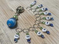 Numbered Stitch Markers with Beaded Holder- Blue Green , Stitch Markers - Jill's Beaded Knit Bits, Jill's Beaded Knit Bits
 - 4