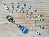 Numbered Stitch Markers with Beaded Holder- Blue Green , Stitch Markers - Jill's Beaded Knit Bits, Jill's Beaded Knit Bits
 - 6