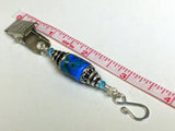Blue Swirled Glass Portuguese Knitting Pin- Clip on ID Badge Pin , Portugese Knitting Pin - Jill's Beaded Knit Bits, Jill's Beaded Knit Bits
 - 5