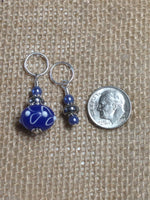 Blue Lamp Work Stitch Marker Set , Stitch Markers - Jill's Beaded Knit Bits, Jill's Beaded Knit Bits
 - 5