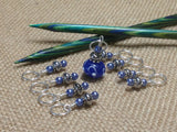 Blue Lamp Work Stitch Marker Set , Stitch Markers - Jill's Beaded Knit Bits, Jill's Beaded Knit Bits
 - 1