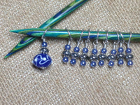 Blue Lamp Work Stitch Marker Set , Stitch Markers - Jill's Beaded Knit Bits, Jill's Beaded Knit Bits
 - 4