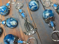 Sailboat Stitch Marker Set- Mosiac Blue , Stitch Markers - Jill's Beaded Knit Bits, Jill's Beaded Knit Bits
 - 8