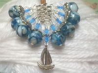 Sailboat Stitch Marker Set- Mosiac Blue , Stitch Markers - Jill's Beaded Knit Bits, Jill's Beaded Knit Bits
 - 2