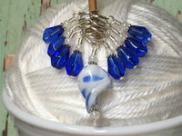 Twisted Glass Stitch Marker Set- Blue , Stitch Markers - Jill's Beaded Knit Bits, Jill's Beaded Knit Bits
 - 4