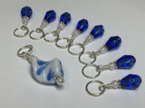 Twisted Glass Stitch Marker Set- Blue , Stitch Markers - Jill's Beaded Knit Bits, Jill's Beaded Knit Bits
 - 10