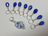 Twisted Glass Stitch Marker Set- Blue , Stitch Markers - Jill's Beaded Knit Bits, Jill's Beaded Knit Bits
 - 3