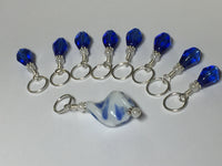 Twisted Glass Stitch Marker Set- Blue , Stitch Markers - Jill's Beaded Knit Bits, Jill's Beaded Knit Bits
 - 8