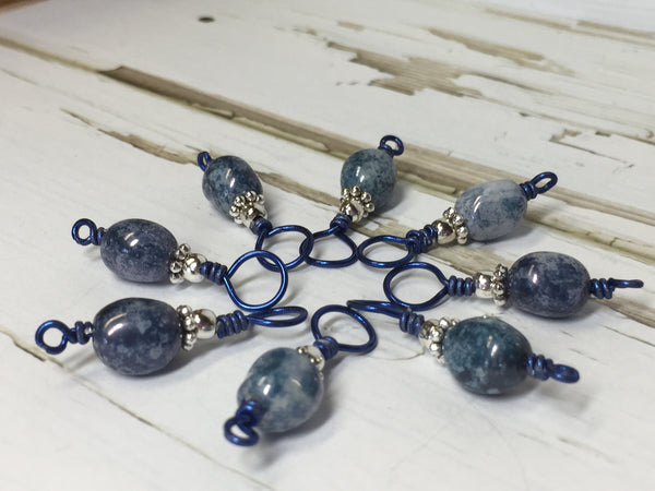 Stone Wash Blue Stitch Markers , Stitch Markers - Jill's Beaded Knit Bits, Jill's Beaded Knit Bits
 - 1