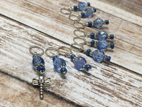 Blue Dragonfly Beaded Stitch Marker Set- Snag Free , stitch markers - Jill's Beaded Knit Bits, Jill's Beaded Knit Bits
 - 5