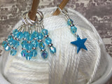 Blue Star Stitch Marker Set for Knitting , Stitch Markers - Jill's Beaded Knit Bits, Jill's Beaded Knit Bits
 - 8