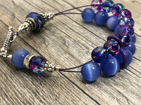 Blueberry Abacus Counting Bracelet- Row Counter - Optional ADD 6 Stitch Markers