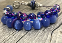 Blueberry Abacus Counting Bracelet- Row Counter - Optional ADD 6 Stitch Markers