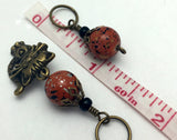 Antique Gold Cat Stitch Marker Jewelry Set- Orange Speckle , Stitch Markers - Jill's Beaded Knit Bits, Jill's Beaded Knit Bits
 - 5