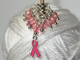 Pink Breast Cancer Stitch Marker Set , Stitch Markers - Jill's Beaded Knit Bits, Jill's Beaded Knit Bits
 - 2