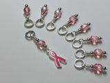 Pink Breast Cancer Stitch Marker Set , Stitch Markers - Jill's Beaded Knit Bits, Jill's Beaded Knit Bits
 - 4