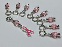 Pink Breast Cancer Stitch Marker Set , Stitch Markers - Jill's Beaded Knit Bits, Jill's Beaded Knit Bits
 - 5