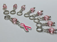 Pink Breast Cancer Stitch Marker Set , Stitch Markers - Jill's Beaded Knit Bits, Jill's Beaded Knit Bits
 - 1