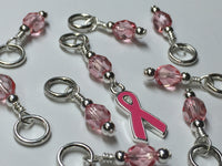 Pink Breast Cancer Stitch Marker Set , Stitch Markers - Jill's Beaded Knit Bits, Jill's Beaded Knit Bits
 - 3