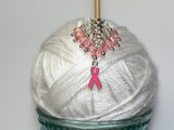 Pink Breast Cancer Stitch Marker Set , Stitch Markers - Jill's Beaded Knit Bits, Jill's Beaded Knit Bits
 - 8