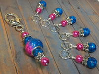 Pink and Blue Ombre Stitch Marker Set with Clip Holder , Stitch Markers - Jill's Beaded Knit Bits, Jill's Beaded Knit Bits
 - 9