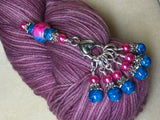 Pink and Blue Ombre Stitch Marker Set with Clip Holder , Stitch Markers - Jill's Beaded Knit Bits, Jill's Beaded Knit Bits
 - 1