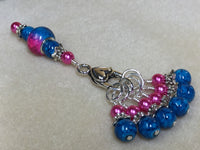 Pink and Blue Ombre Stitch Marker Set with Clip Holder , Stitch Markers - Jill's Beaded Knit Bits, Jill's Beaded Knit Bits
 - 4
