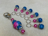 Pink and Blue Ombre Stitch Marker Set with Clip Holder , Stitch Markers - Jill's Beaded Knit Bits, Jill's Beaded Knit Bits
 - 5