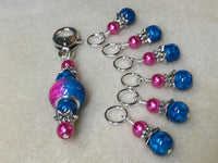 Pink and Blue Ombre Stitch Marker Set with Clip Holder , Stitch Markers - Jill's Beaded Knit Bits, Jill's Beaded Knit Bits
 - 6