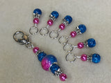 Pink and Blue Ombre Stitch Marker Set with Clip Holder , Stitch Markers - Jill's Beaded Knit Bits, Jill's Beaded Knit Bits
 - 7
