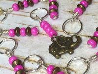 Pink Elephant Stitch Marker Set , Stitch Markers - Jill's Beaded Knit Bits, Jill's Beaded Knit Bits
 - 5