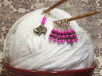 Pink Elephant Stitch Marker Set , Stitch Markers - Jill's Beaded Knit Bits, Jill's Beaded Knit Bits
 - 6
