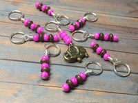 Pink Elephant Stitch Marker Set , Stitch Markers - Jill's Beaded Knit Bits, Jill's Beaded Knit Bits
 - 8