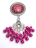 Removable Stitch Markers and Magnetic Holder- Pink Fractal Design