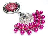 Removable Stitch Markers and Magnetic Holder- Pink Fractal Design