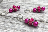 Removable Stitch Markers and Magnetic Holder- Pink Fractal Design