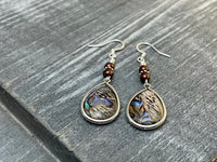 Abalone Shell Teardrop Earrings, French Hook Wire Earrings