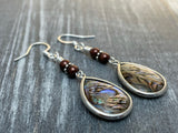 Abalone Shell Teardrop Earrings, French Hook Wire Earrings