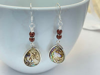 Abalone Shell Teardrop Earrings, French Hook Wire Earrings