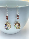 Abalone Shell Teardrop Earrings, French Hook Wire Earrings