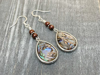 Abalone Shell Teardrop Earrings, French Hook Wire Earrings