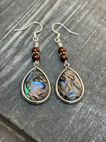 Abalone Shell Teardrop Earrings, French Hook Wire Earrings