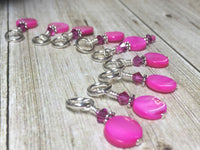 Bubblegum Pink Shell Coin Stitch Markers , Stitch Markers - Jill's Beaded Knit Bits, Jill's Beaded Knit Bits
 - 5