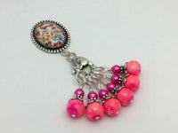 Butterfly Stitch Marker Holder with Marbled Pink Stitch Markers , Stitch Markers - Jill's Beaded Knit Bits, Jill's Beaded Knit Bits
 - 1